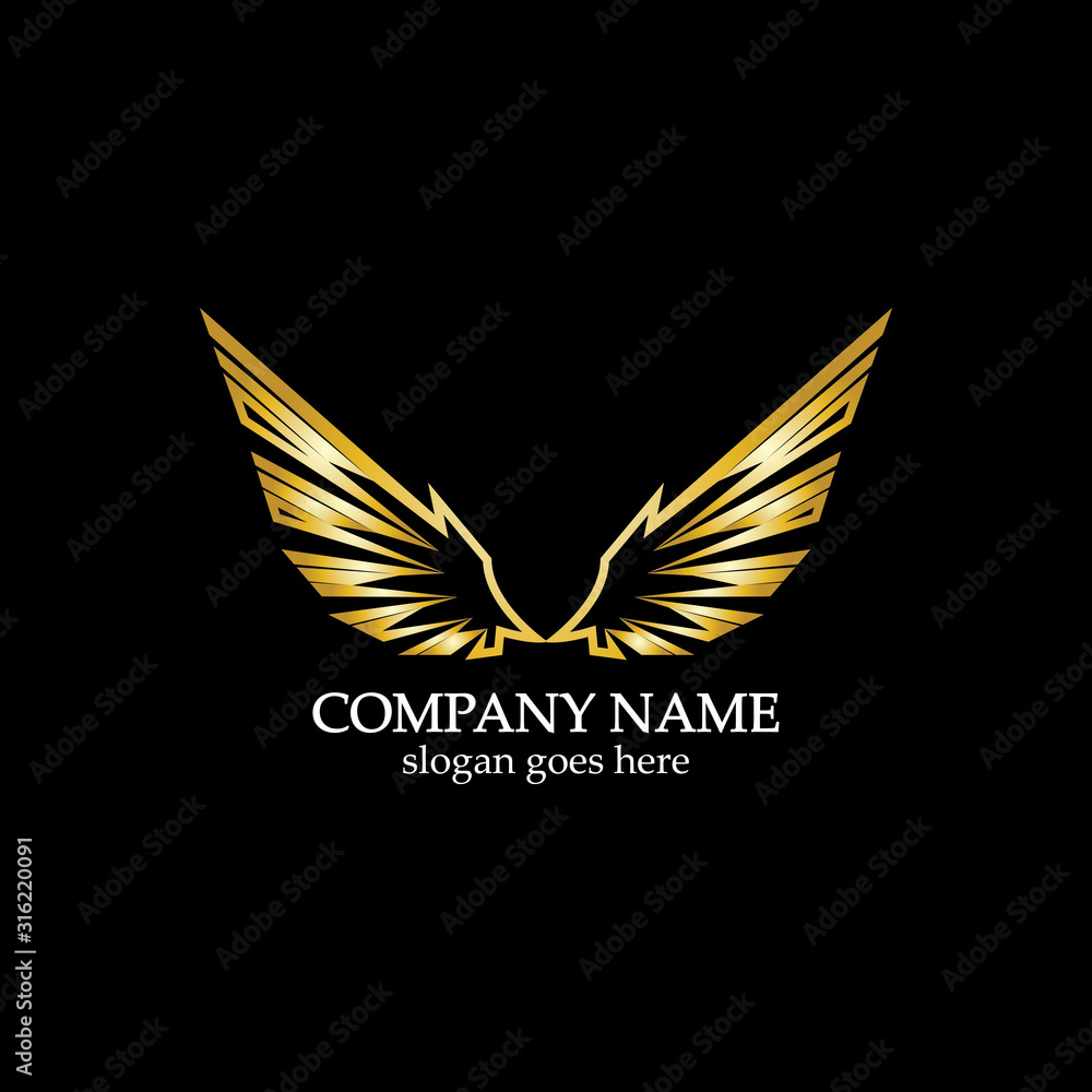 Fototapeta premium wings gold logo vector illustration template-vector