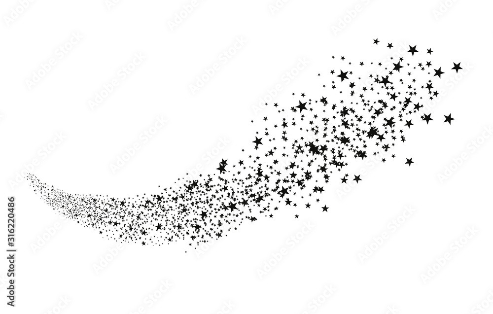 Obraz premium Stars on a white background. Black star shooting with an elegant star.Meteoroid, comet, asteroid, stars.