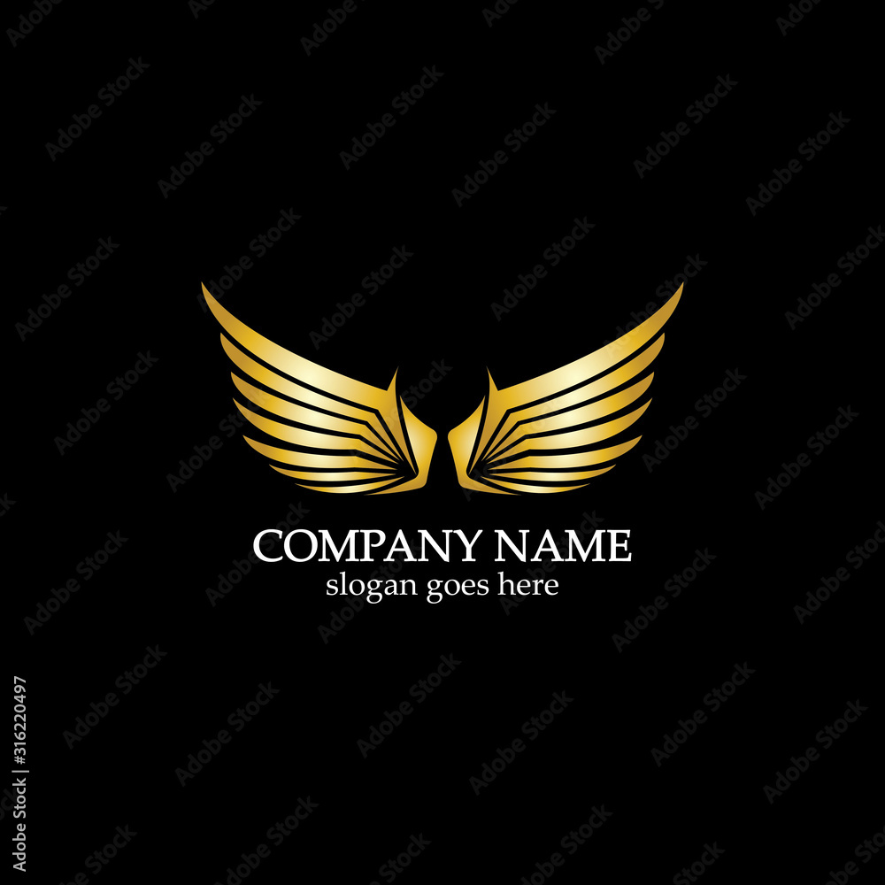 wings gold logo vector illustration template-vector wings gold logo vector illustration template-vector