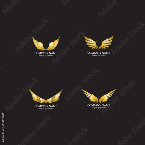 wings gold logo vector illustration template-vector