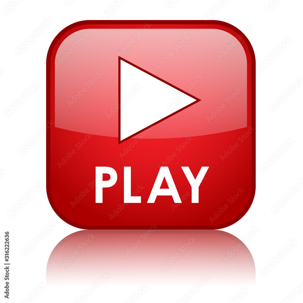 Square red vector PLAY web button with play symbol Square red vector PLAY web button with play symbol