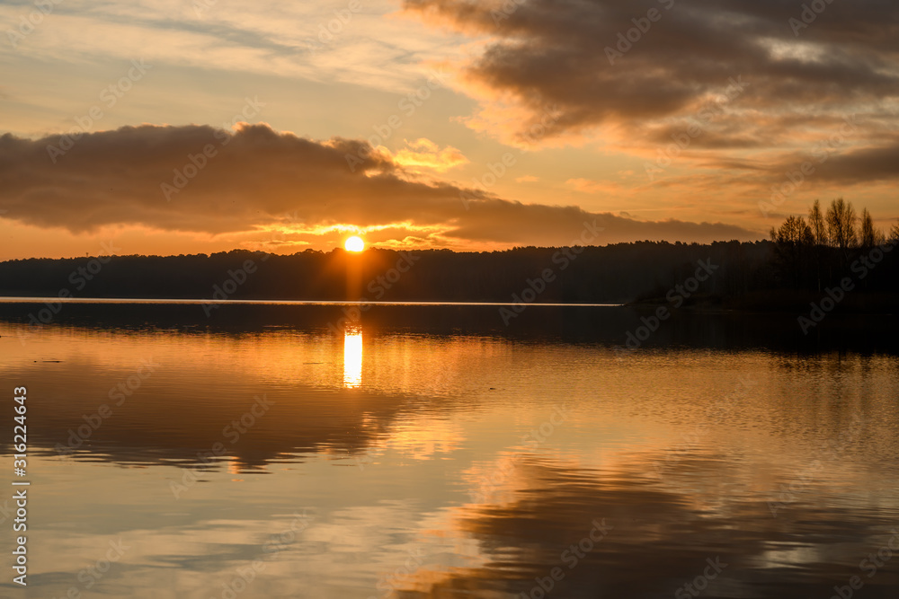 Beautiful sunrise above a lake