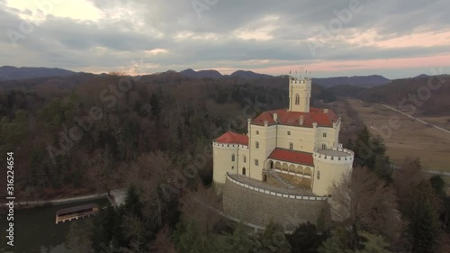 Aerial view of trakoscan castle, zagorje, zagreb, croatia photo