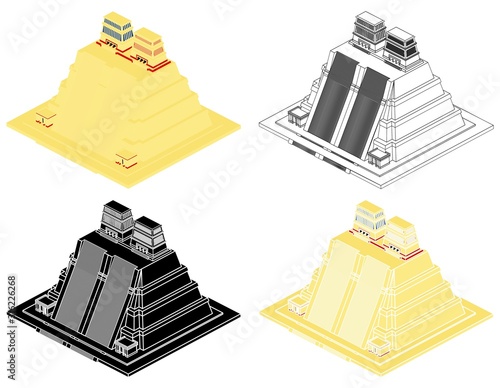 Aztec Mayor Temple in perspective view