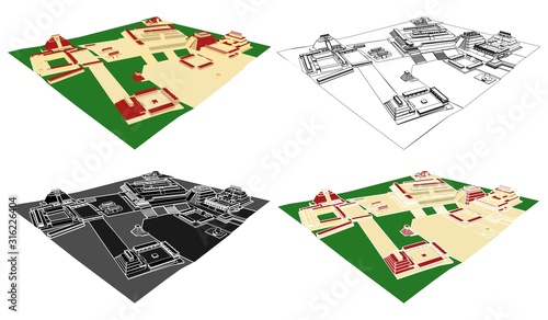 Uxmal archaeological site in perpective view