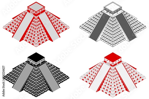 The castle temple of Kukulcan in perspective view