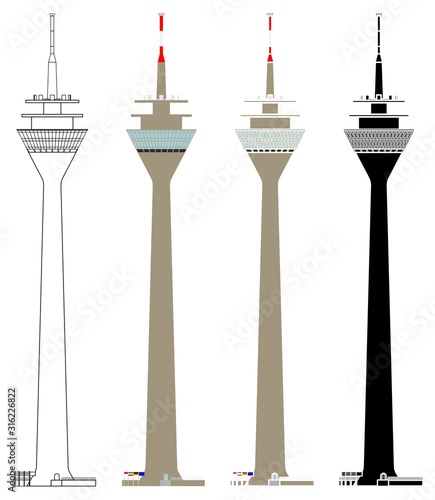 Rheinturm Duesseldorf tower in front view