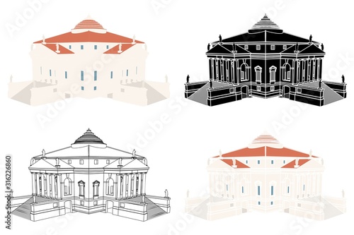 La Rotonda house in perspective view