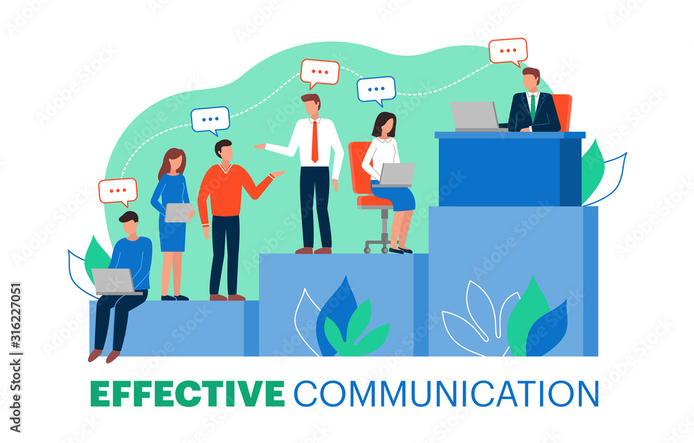 Vector illustration of effective communication within a team