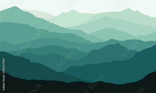 Vector illustration green mountain landscape. © BURIN93