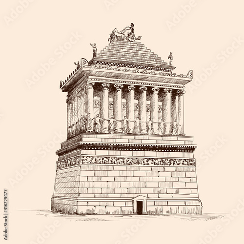 Vászonkép Mausoleum with columns in Halicarnassus