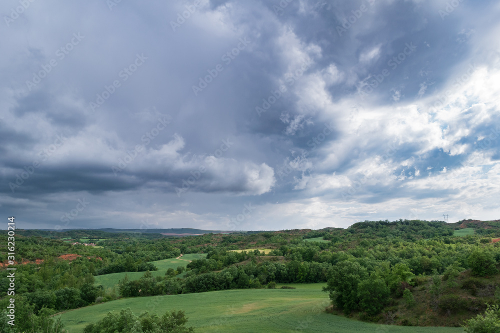 Landscape of Castilla and Leon with cloudy sky. Burgos, Spain Landscape of Castilla and Leon with cloudy sky. Burgos, Spain