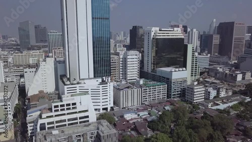 Skyscrapers in the huge city of Bangkok in Thailand bird view