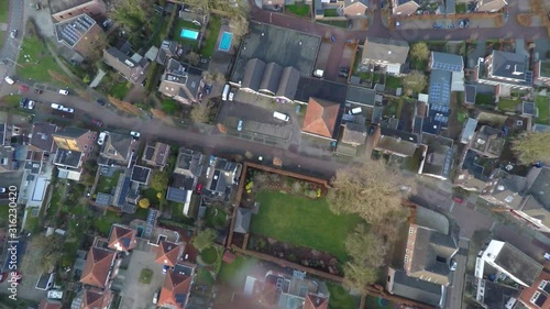 Top down aerial of small neighbourhood in the Netherlands photo