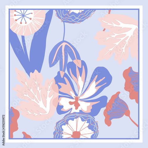 Card, bandana print, kerchief design, napkin. Ready for print.