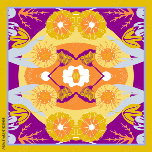 Card, bandana print, kerchief design, napkin. Ready for print.