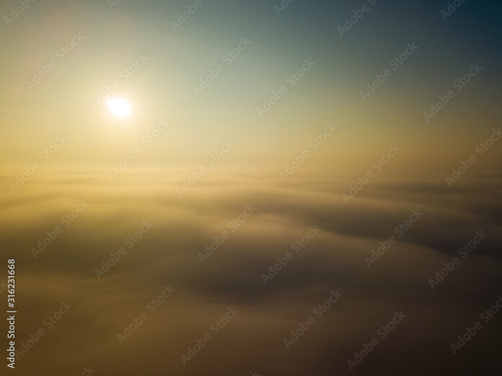 Aerial flight above clouds. Aerial flight above clouds.