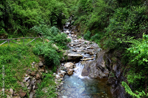 The Deglio torrent on the Apuan Alps in Tuscany. Silk effect photo