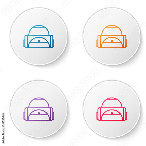 Color line Sport bag icon isolated on white background. Set icons in circle buttons. Vector Illustration