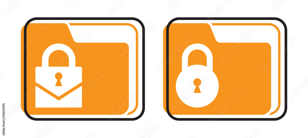 Folder icon with key for app or websites. Folder icon with key for app or websites.