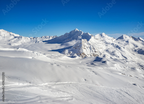 Beautiful scenery mountain massif on the North Caucasus on winter resort © maxoidos