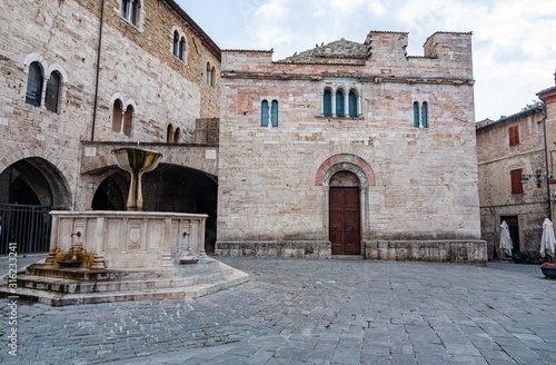 Municipio square in the small viallge of Montefalco, Umbria, Italy