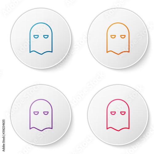 Color line Executioner mask icon isolated on white background. Hangman, torturer, executor, tormentor, butcher, headsman icon. Set icons in circle buttons. Vector Illustration