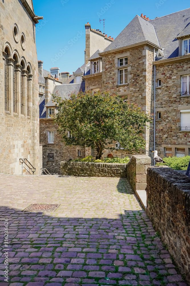 on the streets of Saint-Malo, France. A city and port in northwestern France, located in the Brittany region.