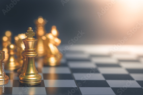 Golden chess strategy planning for ideas and competition and strategy, business success concept