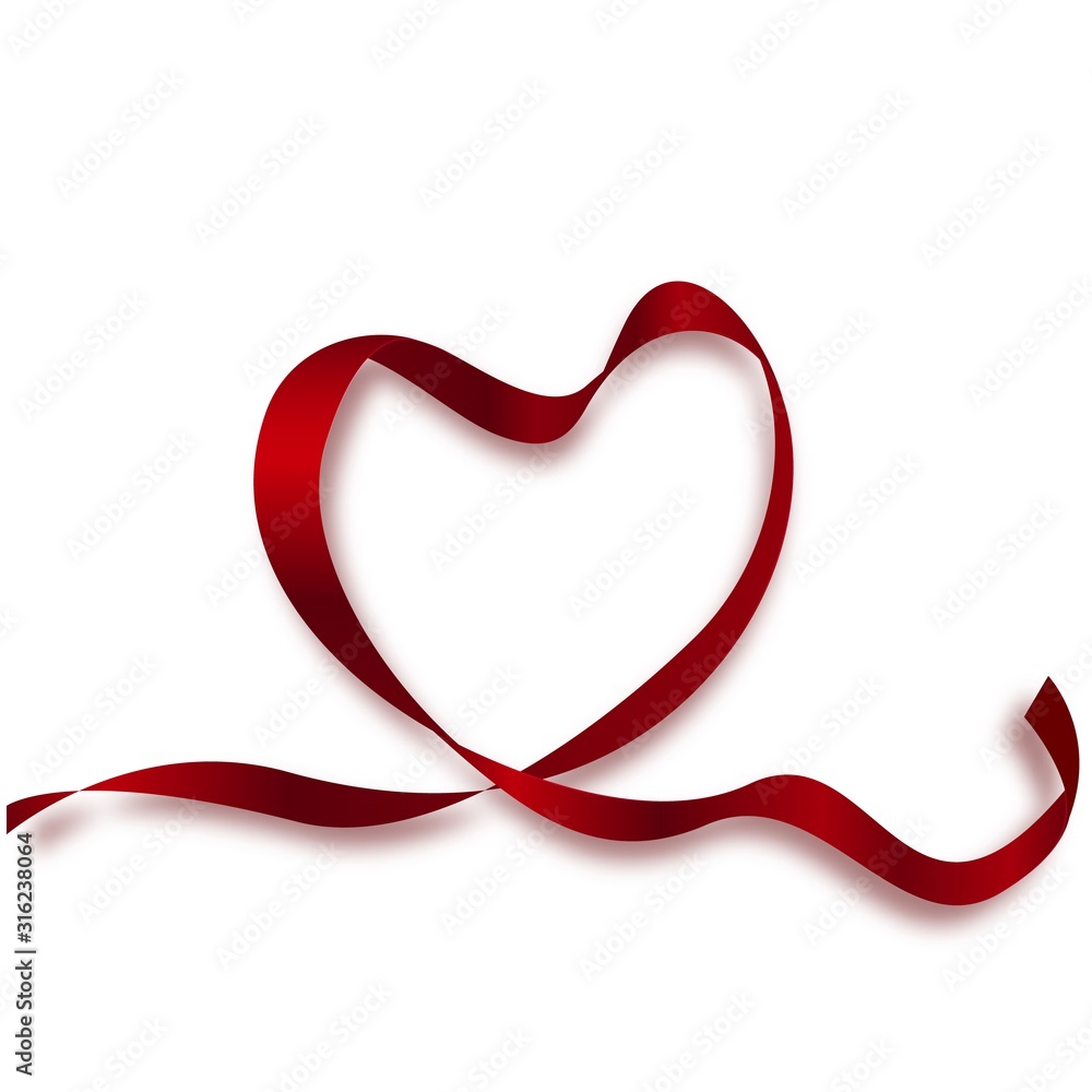 World Heart Day Background. Realistic satin ribbon heart with World Heart Day label. Vector illustration.