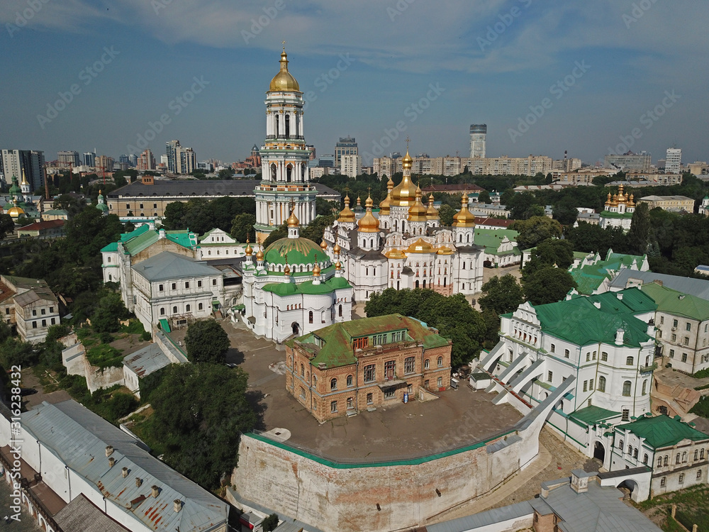 Aerial drone view. Kiev-Pechersk Lavra