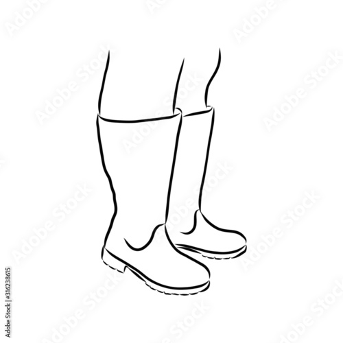 hand drawn vector illustration, legs in boots 
