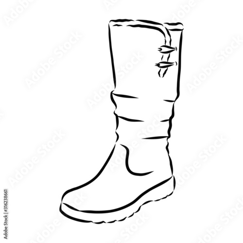 black rubber boots isolated on white background