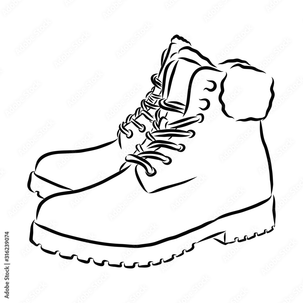 spænding Beskæftiget Flygtig illustration of a pair of shoes, boots Stock-vektor | Adobe Stock