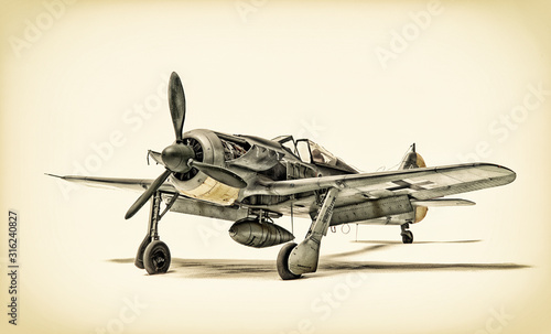 Принти на полотні old fighter plane isolated on white background