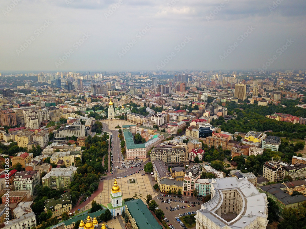 Aerial view. View of the historical part of Kiev.