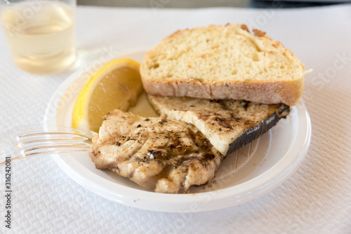 Grilled Swordfish with bread