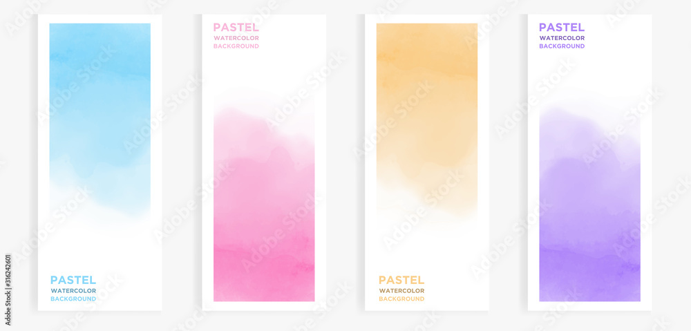 Elegant colourful watercolor background set images, suitable for brochure, pamphlet, flyer, poster, and advertisement. Vector abstract illustration