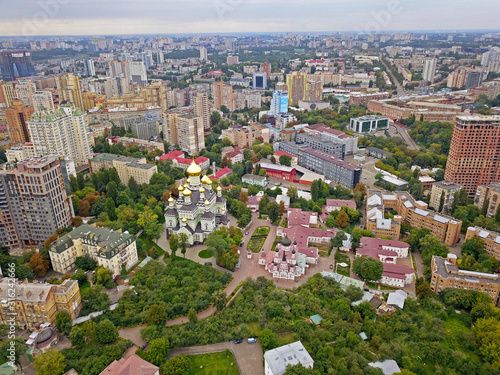 Aeiral drone view. Pokrovsky convent in Kiev.