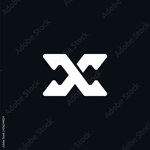 Initial letter X C logo template with bold line art symbol in flat design monogram illustration