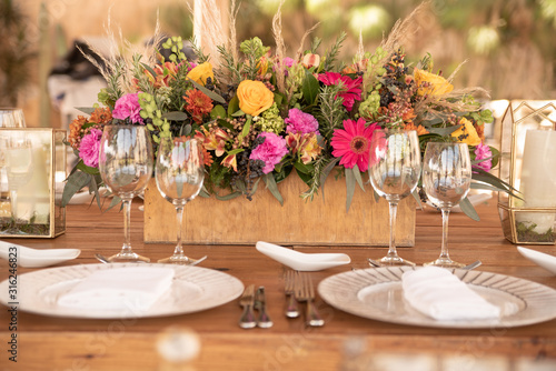 Decoración de mesas para banquetes