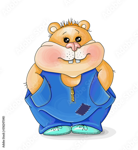 vector illustration valentine image of a cartoon hamster in geans