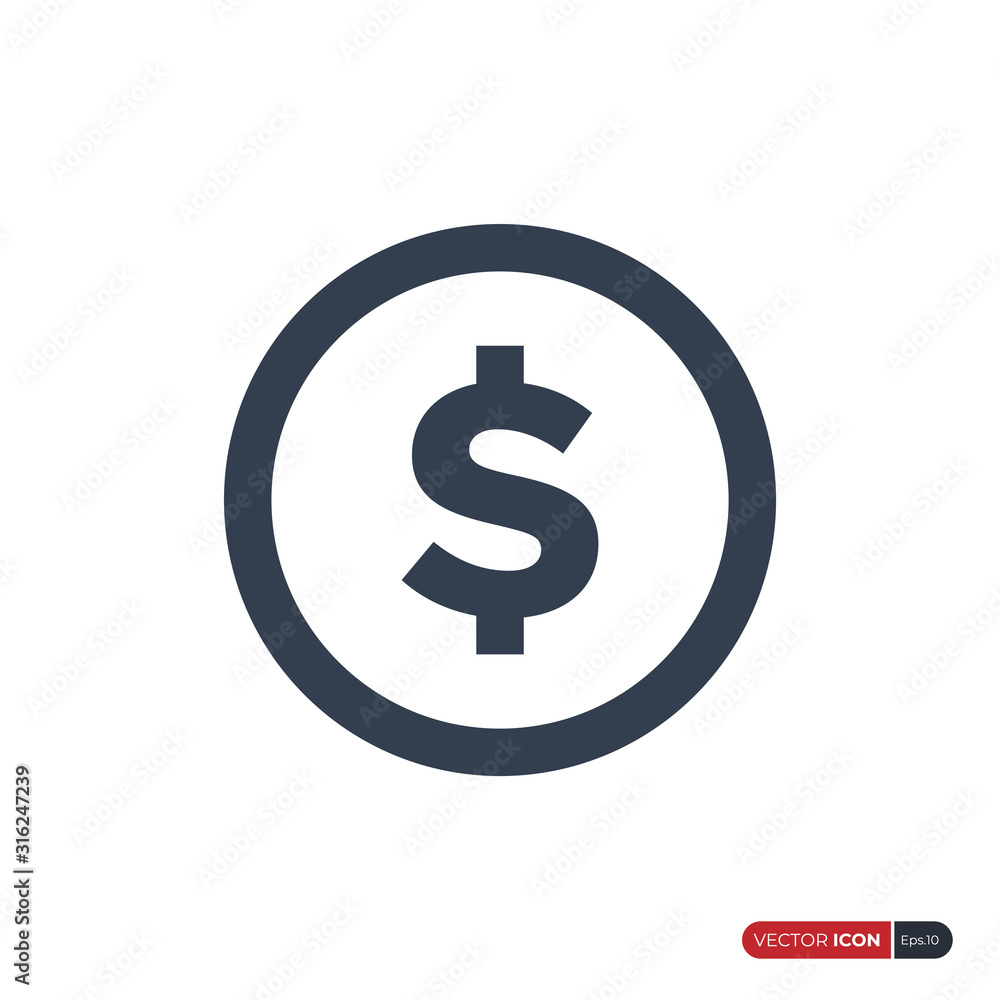 Dollar Icon isolated on white background. Flat Vector Icon Design Template Element Dollar Icon isolated on white background. Flat Vector Icon Design Template Element