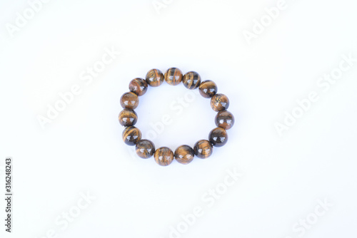 Tiger Eye Bracelet on White Background