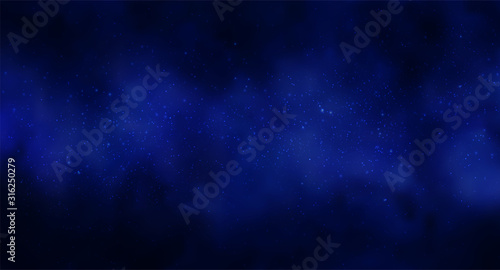Vector illustration of Cosmos Space background with starry sky, star massive in deep cosmos in blue and black colors. Abstract futuristic, technology, astrology background. Deep space background