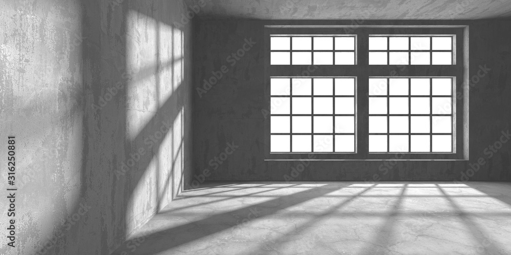 Dark concrete empty room. Modern architecture design Dark concrete empty room. Modern architecture design