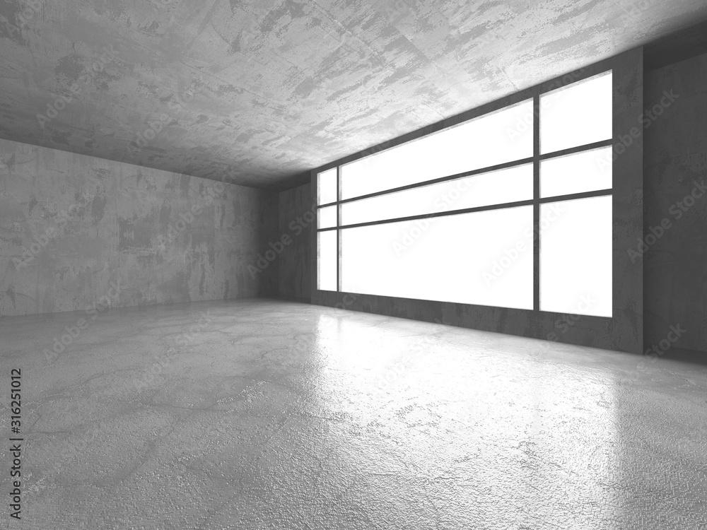 Dark concrete empty room. Modern architecture design Dark concrete empty room. Modern architecture design