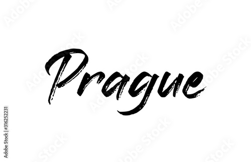 capital Prague typography word hand written modern calligraphy text lettering