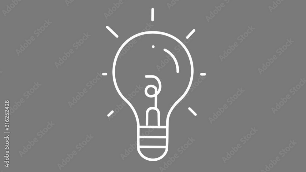 light bulb with idea Animated icon flat design Simple lines form in light bulb shining alpha channel light bulb with idea Animated icon flat design Simple lines form in light bulb shining alpha channel