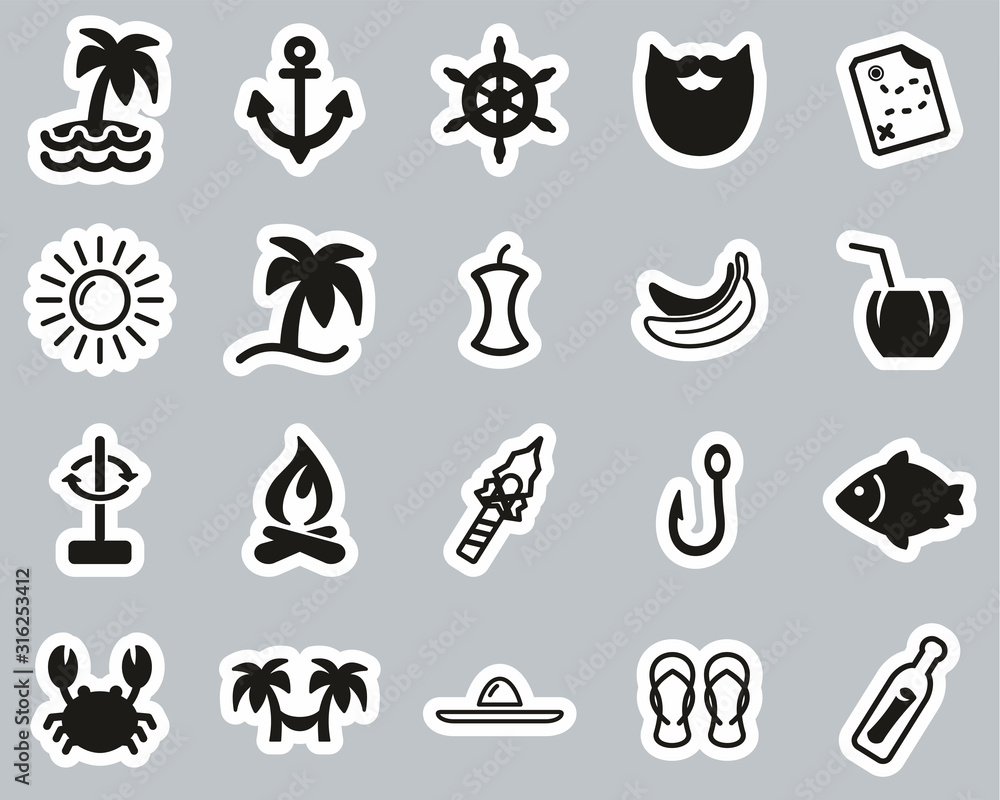 Desert Island Icons Black & White Sticker Set Big